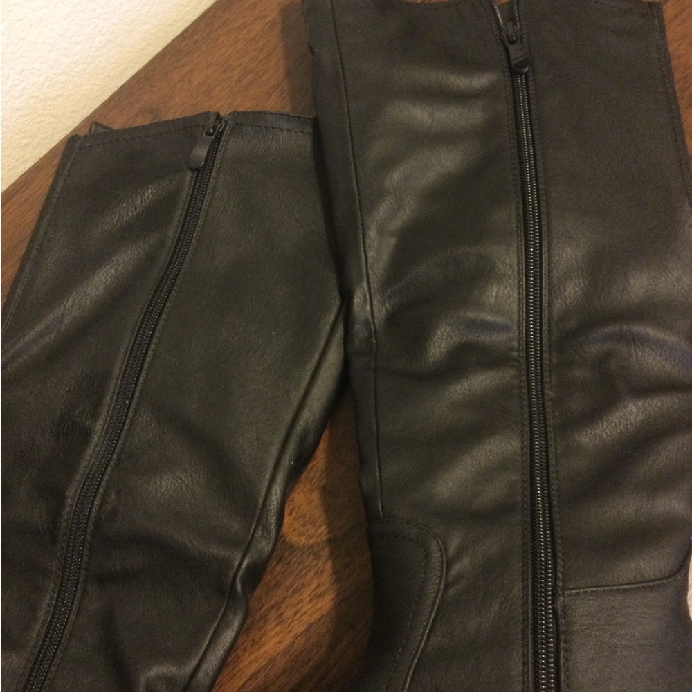 Black Faux Leather Knee Boots - Picture 6 of 9